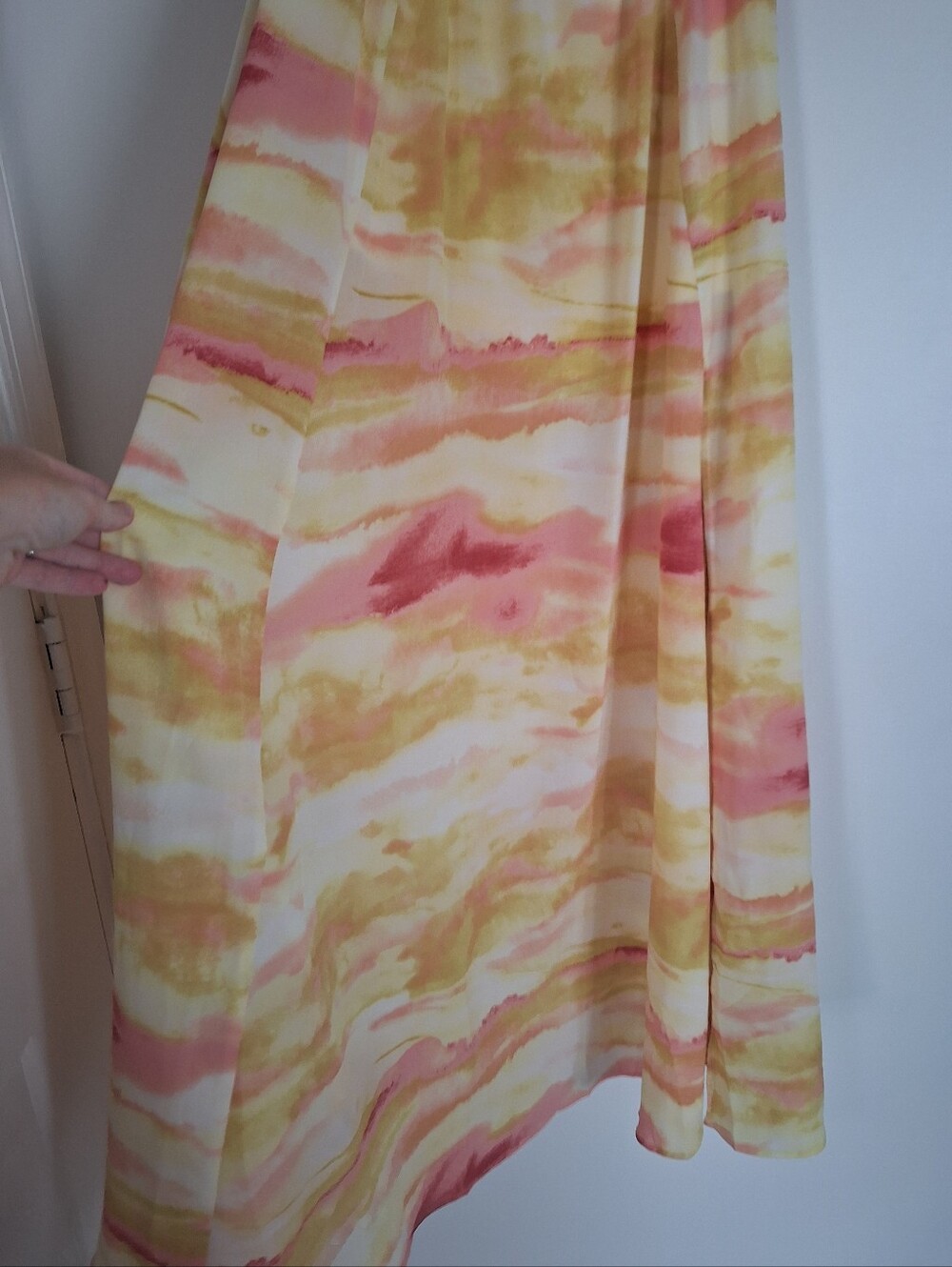 Lulu's Full Of Sunshine Strapless Watercolor Maxi Dress in Yellow & Pink Size M - Picture 6 of 14